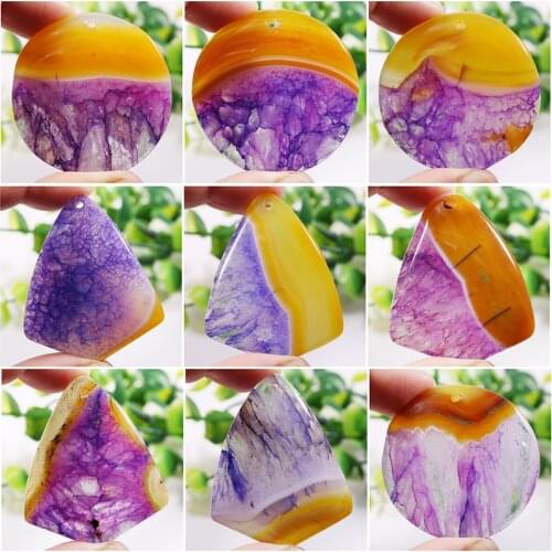 Natural Rainbow Druzy Geode Crystal Agates Stone Pendant Stone Bead for Jewelry Making Multiple size&shape Charms Accessories 1P