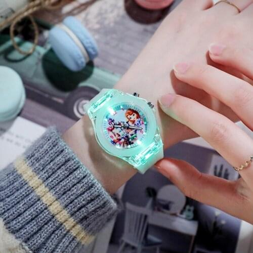 Cartoon Childrens Watch ice snow Princess quartz Watch friendly cute watch luminous led student watch relogio feminino