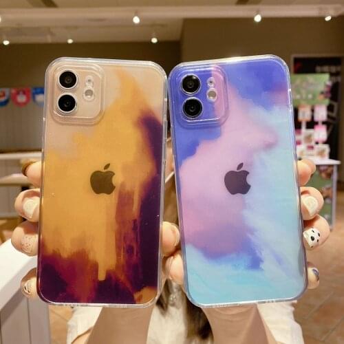 Retro Korean sweet Chocolate clouds gradient art Phone Case For iPhone 11 12 Pro Max Xs Max XR Xs 7 8 Plus 7Plus case Cute Cover