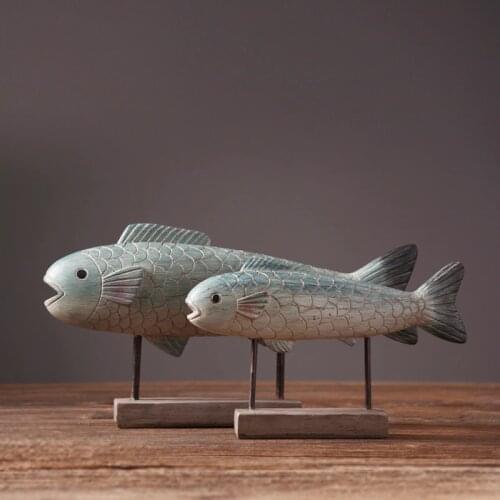 Nordic home furnishing decoration resin retro fish model American village style luxury hand made home deco craft Festive gifts