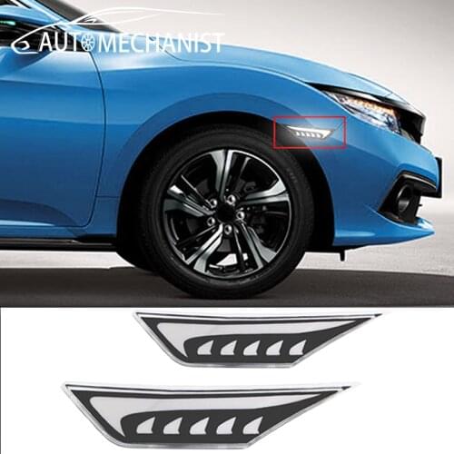 Dynamic Turn Signal Lights LED Lateral Side Marker Lamps 12V Fender Lights White Yellow Car Indicator Lamp For 16-19 Honda Civic