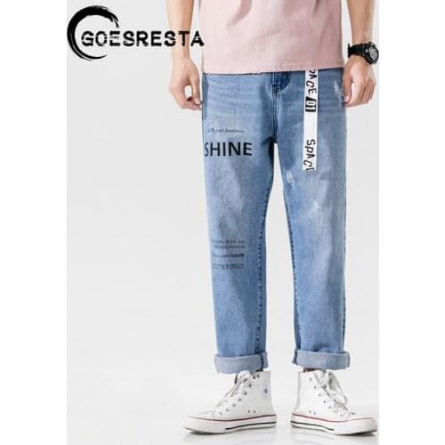 Goesresta Fashion Retro Jeans Pants Men Harem English Printing Trousers Hip Hop Streetwear Casual Harajuku Loose Men Jeans Woman