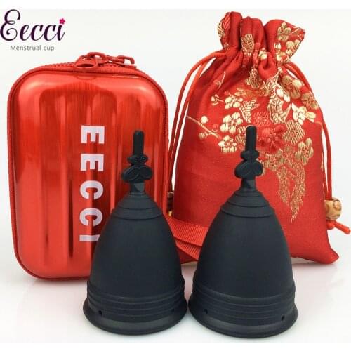 EECCI 2pcs Medical Grade Silicone Menstrual Cup for women Lady menstrual period Reusable soft feminine hygiene menstrual Disc