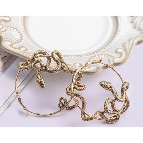 Europe Jewelry Personality Distorted Snake Geometric Female Exaggerated Embossed Stud Earrings