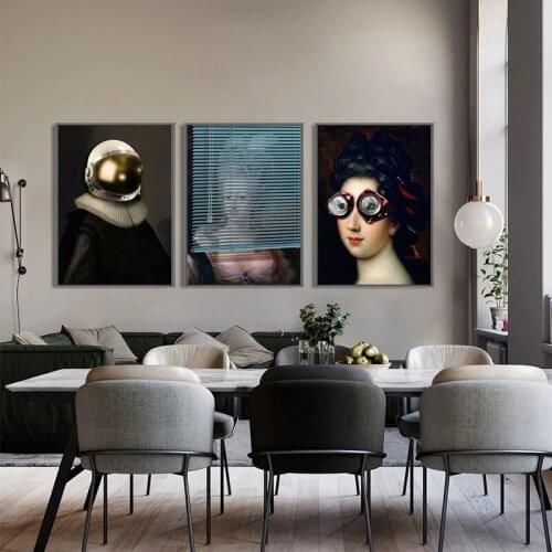Canvas Letter Painting Home Decor Astronaut Modular Woman Picture Modern Printed Poster For Living Room Wall Art No Framework