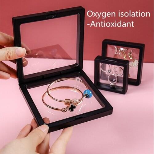2 Pieces Small Clear Portable Travel Jewelry Boxes for Women PE Film Display Case Floating Transparent Ring Earring Organizer