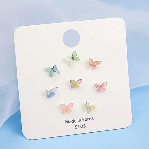 Colorful Small Butterfly Stud Earrings For Women Girls Cute Mini Butterflies Summer Party Jewerly