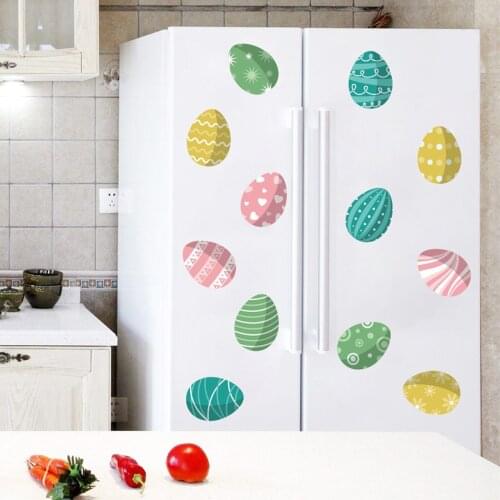 KAKUDER A Set Of Easter Egg Wall Sticker Self-adhesive refrigerator Removable Decorative Sticker desivo de parede Home Decor New