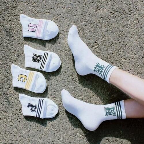New 1 Pair Comfortable High Quality Autumn Winter Women Letter Sweat White Ventilation Stripe Socks