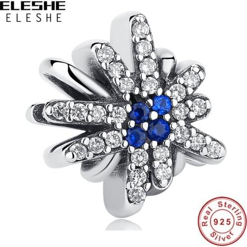 2019 New Clear CZ Blue Crystal Dazzling Fireworks Charm Fit Women Charms Bracelets 925 Sterling Silver Beads