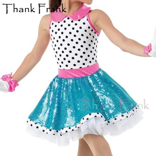 New Sequin Ballet Costume Girls Kids Black Dots Tutu Dress Women Sleeveless Ballerina Dresses Children Bow Dance Costumes C632