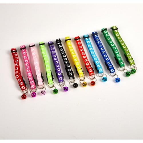 Pet Collar Cat Necklace And Cat Paw Print Adjustable Collar Small Dog Collar Bell Positioning Pet Collar Pet Supplies