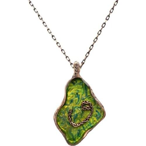 Marbled Vav Handmades Authentic Resin Necklace Cevşen (1768-4)