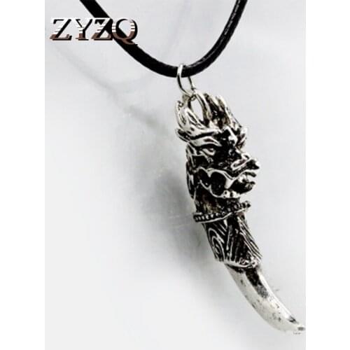 ZYZQ High Quality Vintage Personality Wolf Tooth Necklaces For Men Korean Style Punk Bullet Design Birthday Gift For Boyfriend