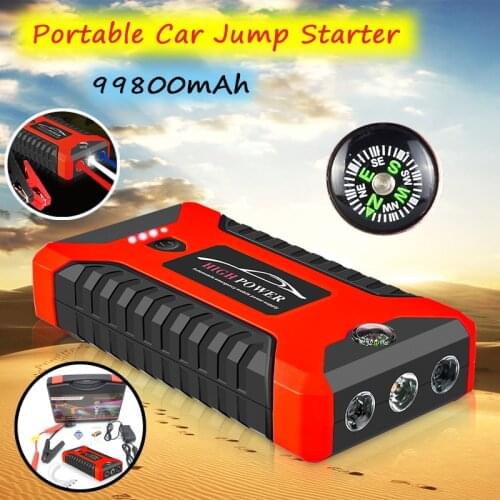 Portable Car Jump Starter 99800mAh Multifunctional Car Mobile Power Bank with LED Light Lithium Ion Battery Emergency Charger