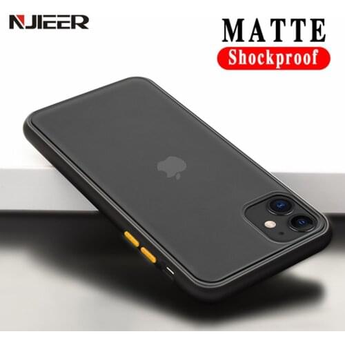 Luxury Transparent Matte Phone Case For iPhone 11 12 Pro MAX Mini XS XR X 7 8 Plus Hybrid Shockproof Silicone Back Cover