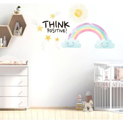 Removable Wall Stickers Cartoon Rainbow Wall Decals for Kids Room Decoration Bedroom Nursery Mural Baby Room Home Decor