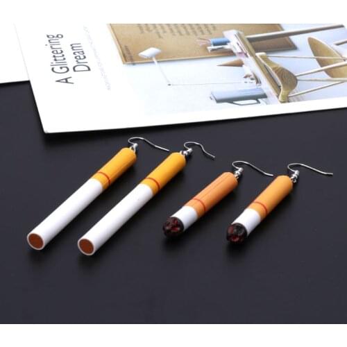 Simulation Cigarette Butts Acrylic Resin Earrings Wacky Fun Lady Fashion Jewelry