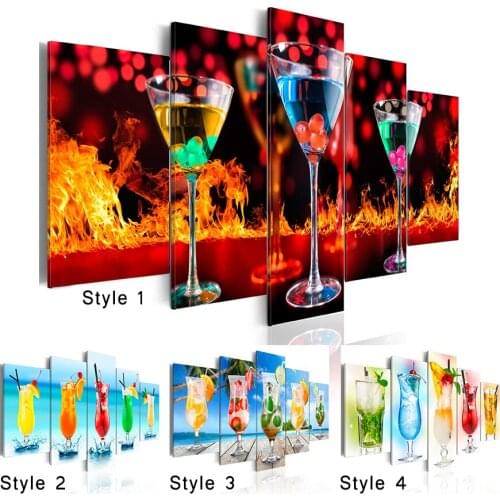 Juice cocktail diamond embroidery 5 pcs,Cross stitch diamond painting full drill square round diy mosaic diamond festival gift