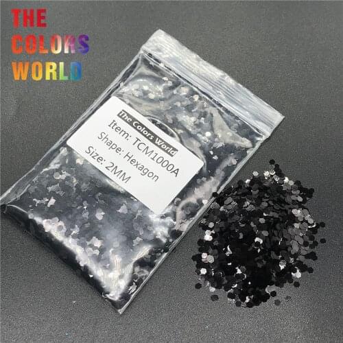 TCM1000A Black Color Metallic Luster Hexagon Shape Nail Glitter Nail Art Decoration Makeup Face Paint Henna Tattoo Handwork DIY