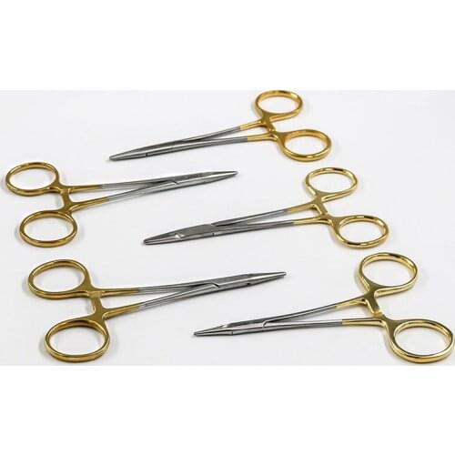 Fine stainless steel, gold handle needle holder needle holder pliers double eyelid tool