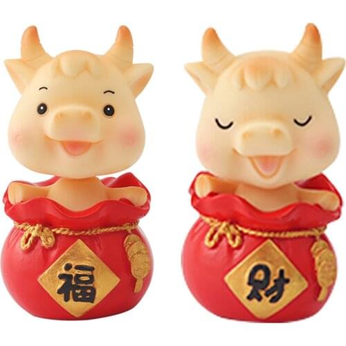 Dashboard Decorations Car Decoration Cattle Doll Car Ornaments Shaking Cute New Year Lucky Zodiac For 2021 Gift Year Of The Ox