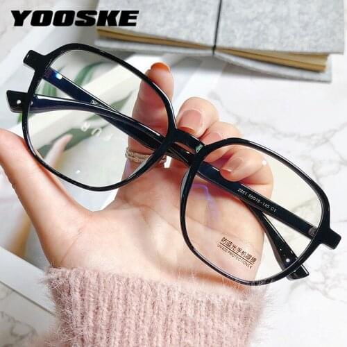 YOOSKE TR New Anti Blue Light Glasses Women Men Myopic Eyeglasses Frame Vintage Eyewears Computer Spectascle Frames