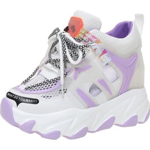 Summer Breathable Mesh Shoes 2021 Women Chunky Sneakers Woman Platform Casual Shoes 8cm Wedge Trainers Sports Vulcanized Shoes