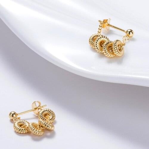 KOFSAC Vintage Stud Earrings Women Jewelry Gold Color Geometric Circle Earring 2021 Lady Trendy Gift Party Accessories