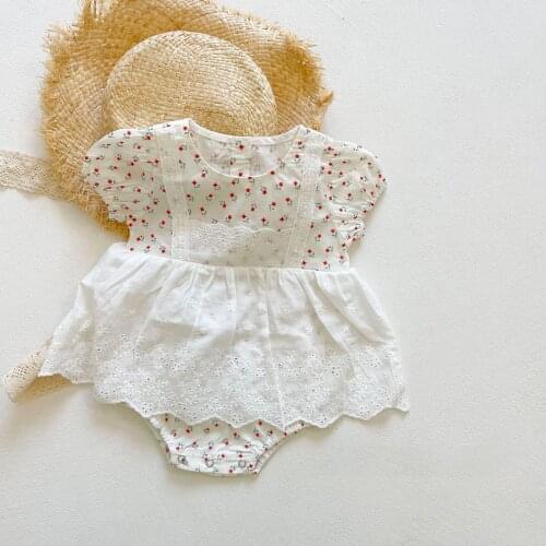 0-3T Newborn Kid Baby Girl Romper Elegant Summer Flower Clothes Short Sleeve Floral Jumpsuit Cute Sweet Lace Princess Dress