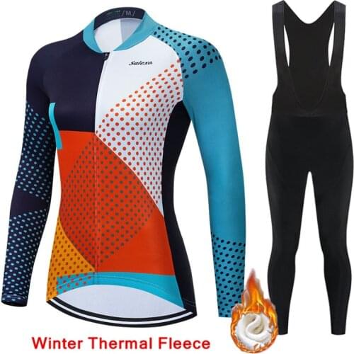 2022 Women Winter Cycling Jersey Set Mountian Bicycle Clothes Wear Ropa Ciclismo Thermal Fleece Racing Bike Clothing Cycling Set