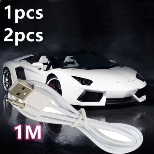 1Pcs/2Pcs White USB 2.0 Male to 3.5mm Headphone Audio AUX Male Plug Car Cable Jack Charger Cable Wire Cord