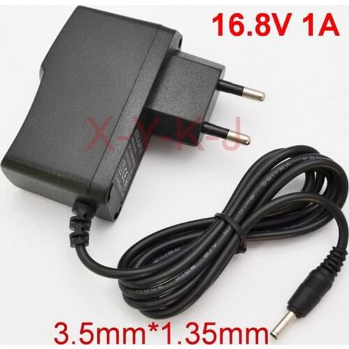 1PCS High quality 16.8V 1A polymer lithium battery charger 1000mA Power Adapter Charger Dual IC 16.8V1A DC 3.5mm 1.35mm EU plug