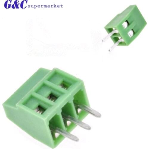 10PCS kf120-2.54-2P 3P 2.54MM pitch straight pin pcb screw terminal block connector KF120 2PIN 3PIN green