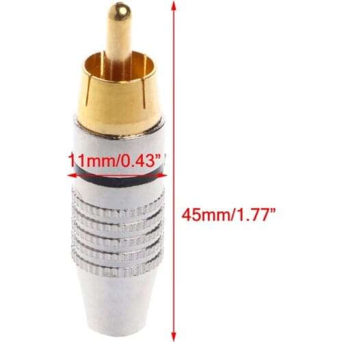 10 Pcs RCA Plug Audio Video Locking Cable Connector Gold Plated