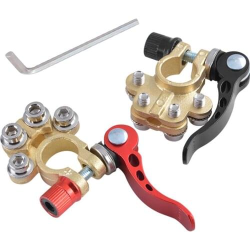 2pcs Toolless Quick Disconnect Car Battery Main Cable Post Terminal Shut Off Connectors AntiRust Battery Protector For Car Truck