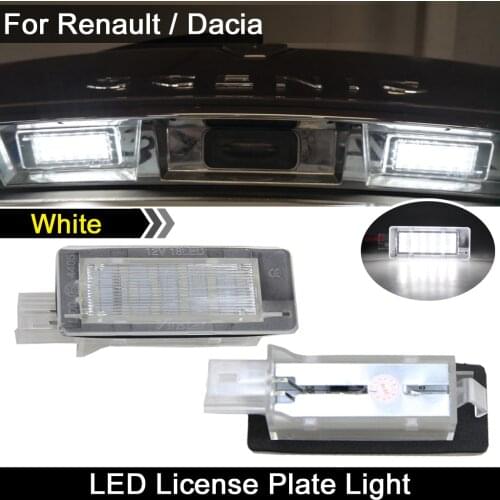 2Pcs For Renault Captur Espace Fluence Grand Scenic Laguna Latitude For Dacia Duster Lodgy Logan LED Number License Plate Light