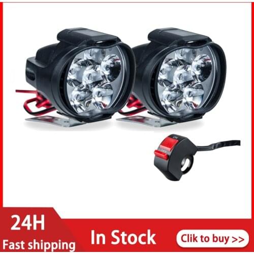 2Pcs Motorcycles Headlight 6500k 6 LED Working Spot Light White Super Bright Motorbike Fog Lamp 1200LM LED Scooters Spot