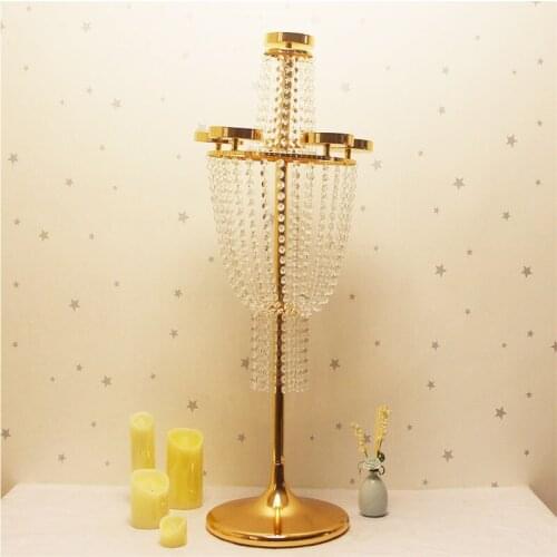 4 Pcs/Lot Candle Holders Table Crystal Candlestick Geometric Candle Holders Gold for Wedding Dinner Decoration Candelabra ZZT004