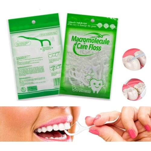 50pcs/lot Dental Floss Oral Care Teeth Stick Interdental Brushes Tooth Clean Toothpick Tool ABS Dental Flosser Hygiene Sticks