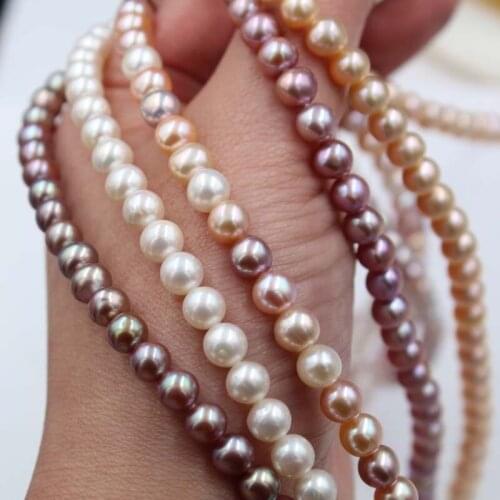 Free shipping 3A cultured genuine real freshwater pearl 3mm-8mm natural round shape freshwater pearl strand