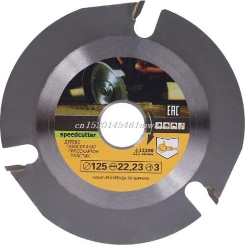 Woodworking Blade for Angle Grinder Disc for Wood Carving Cutting Shaping with 3 Teeth 7/8'' Arbor 5 Inch 125mm