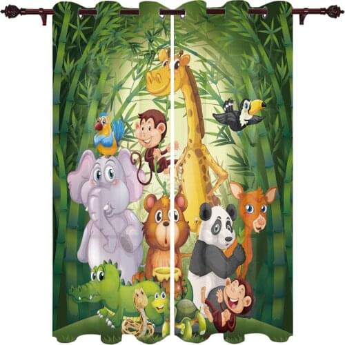 Children Curtains for Living Room Bedroom Animal Curtains for Kids Boys Girl Forest Zoo Cartoon Jungle Window Treatment Drape