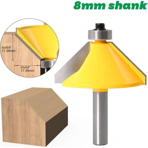 1pcs 8mm Shank Beveled 44.5 Degrees Trimming Engraving Tool Tenon Router Bits Milling Cutter for Wood Woodwork Cutter