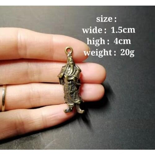 Chinese pure brass guanyu small crafts statue