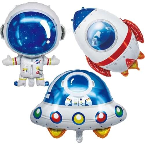 Spaceship Space Rocket Astronaut Aluminum Film Balloon Space Theme Birthday Party Balloon Childrens Party Decoration Toys Gifts