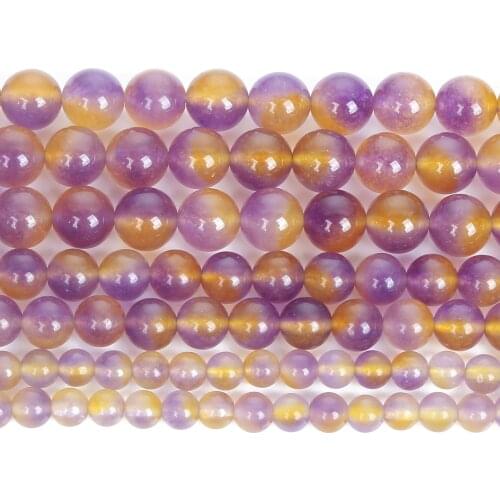 Ametrine Crystal Natural Stone Beads Round Loose Beads For Jewelry Making DIY Bracelets Necklace Accessories Beads 4/6/8/10/12MM