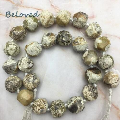 Round Faceted Ocean Jaspers Stone Beads,14mm Natural Sea Sediment Gems Stone Pendant Beads For Jewelry DIY, BG18262