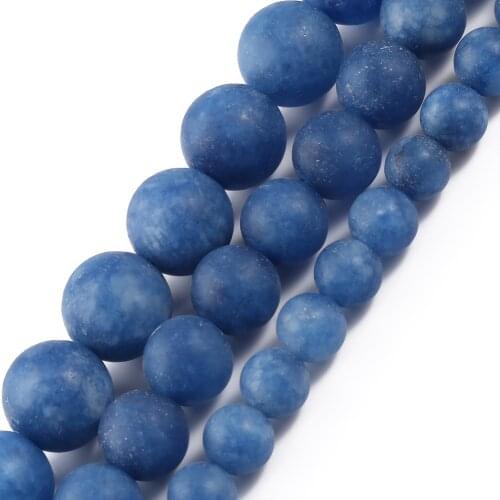 Matte Blue Kyanite Natural Jades Stone Beads Round Loose Spacer Beads for Jewelry Making DIY Bracelets Necklace 6/8/10mm 15