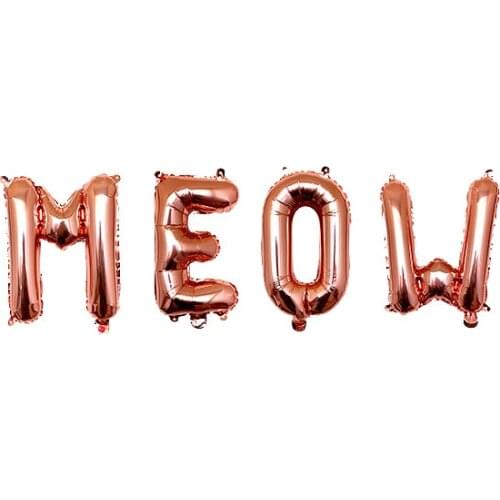 Cartoon Cat Balloon Letter 16'' MEOW letter Foil Balloon Set Pet Birthday Theme Party Decoration Balloon Supplies
